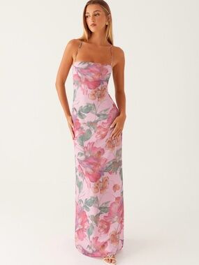 Peppermayo Pink Floral Strappy Maxi Dress